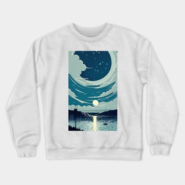 Blue Moon bay abstract line art Crewneck Sweatshirt by PsychicLove